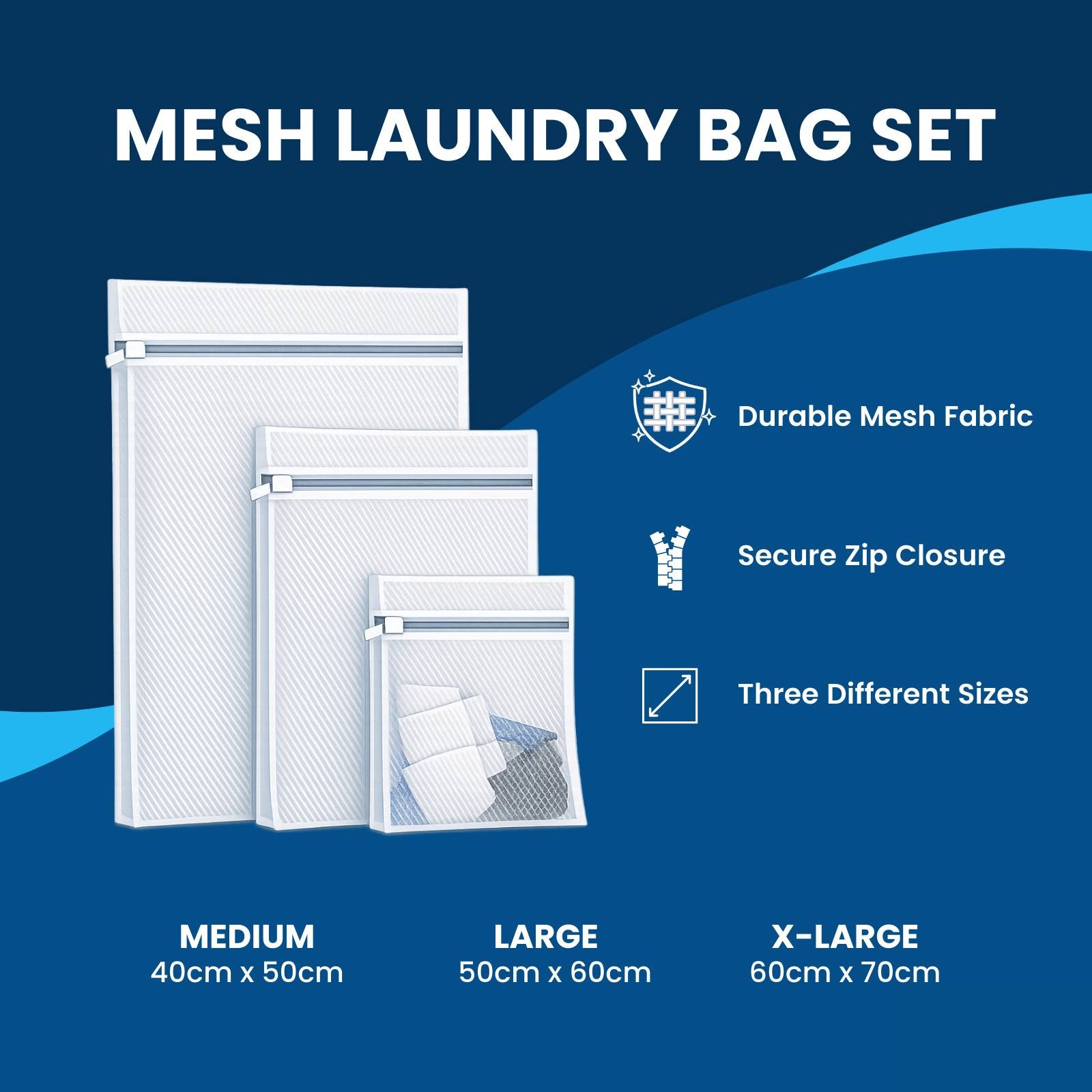 Extra Large Mesh Laundry Bags (3 pack)