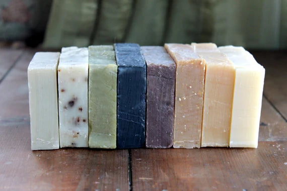 9 square blocks of soap all different colour